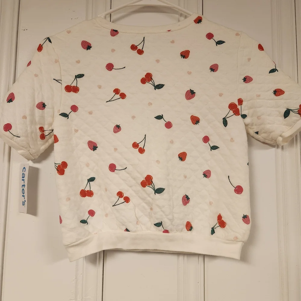 Carter's 6/6X White Tee with Cherry and Strawberry Pattern